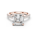 Gold Ring, Asscher center stone, Rose Gold