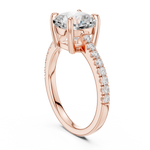 Gold Ring DDLR-039, Cushion center stone, Rose Gold, view 1