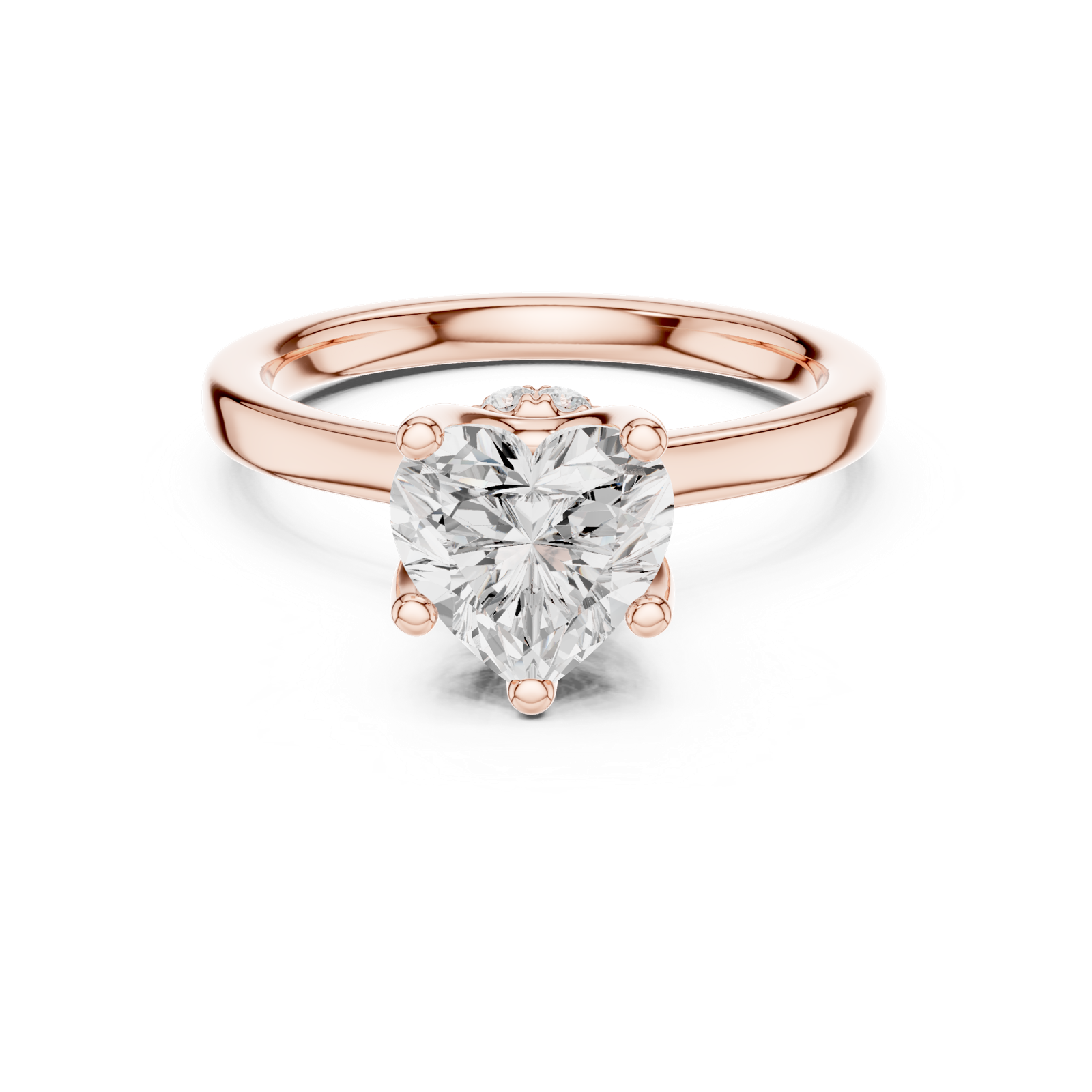 Gold Ring DDLR-176, Heart center stone, Rose Gold, view 4