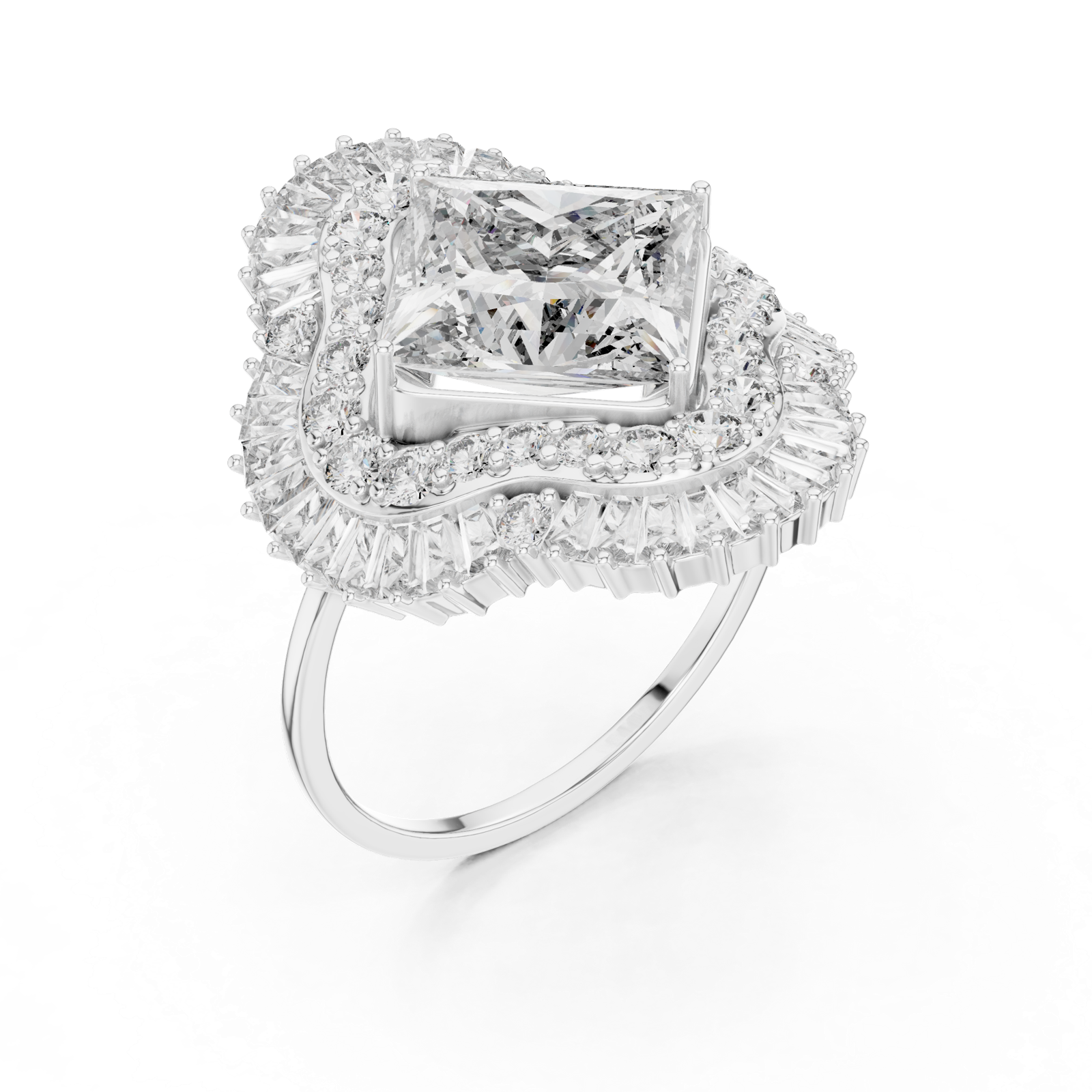 Gold Ring DR-6163, White Gold, view 2