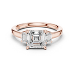 Gold Ring DDLR-038, Asscher center stone, Rose Gold