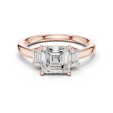 Gold Ring DDLR-038, Asscher center stone, Rose Gold