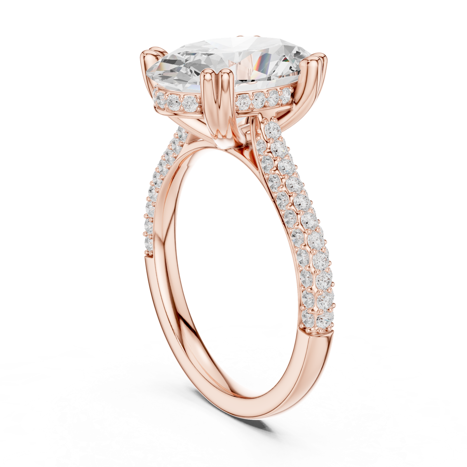 Gold Ring DDLR-260, Oval center stone, Rose Gold, view 1