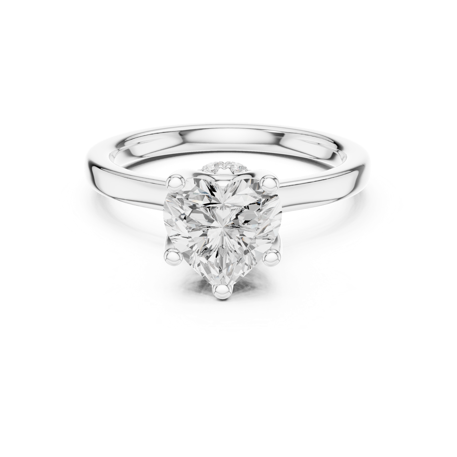 Gold Ring DDLR-176, Heart center stone, White Gold, view 4