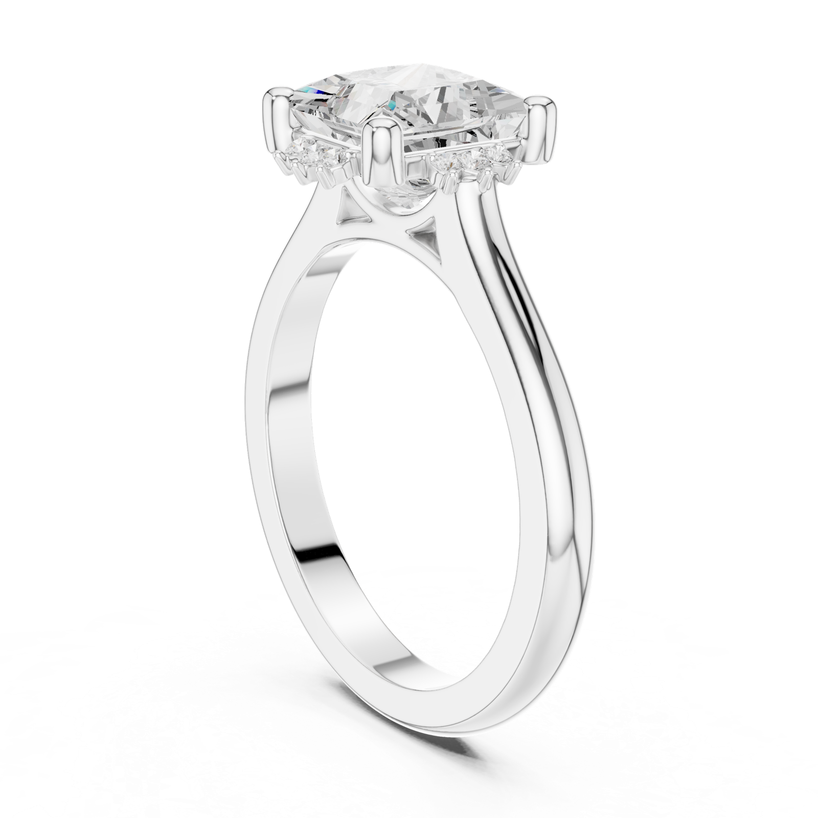 Gold Jewelry L35-123, Princess center stone, White Gold, view 1
