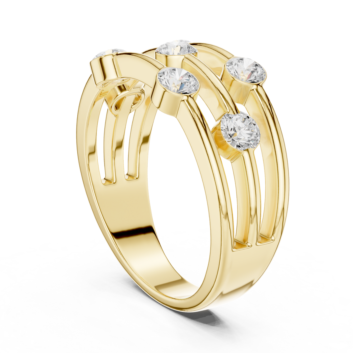 14K Solid Gold Lab Diamond Band Ring, Yellow Gold, view 1