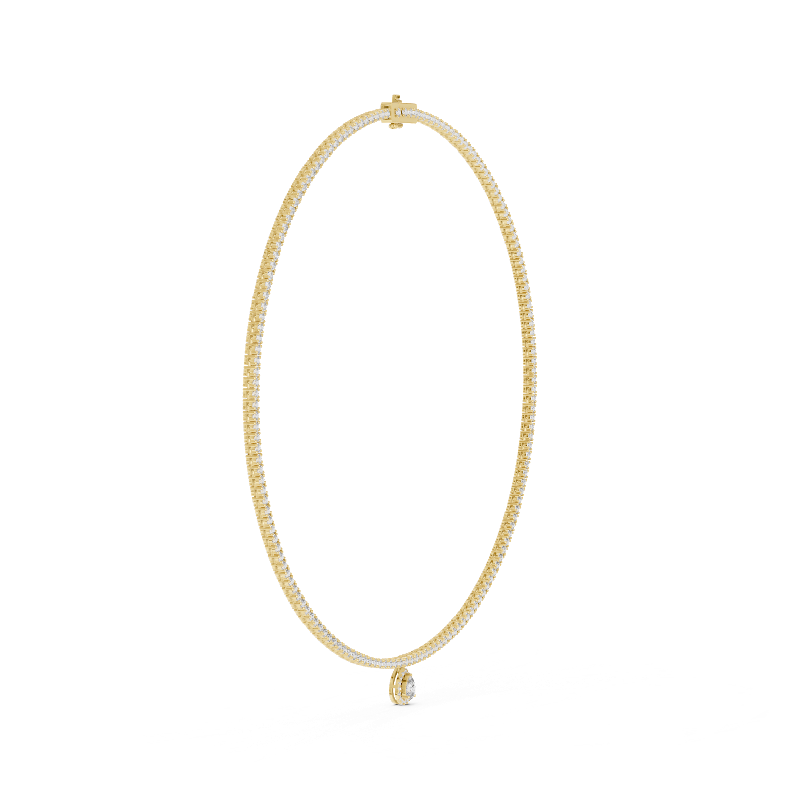 14K Solid Gold Lab Diamond Solitaire Pendant Necklace, Yellow Gold, view 3