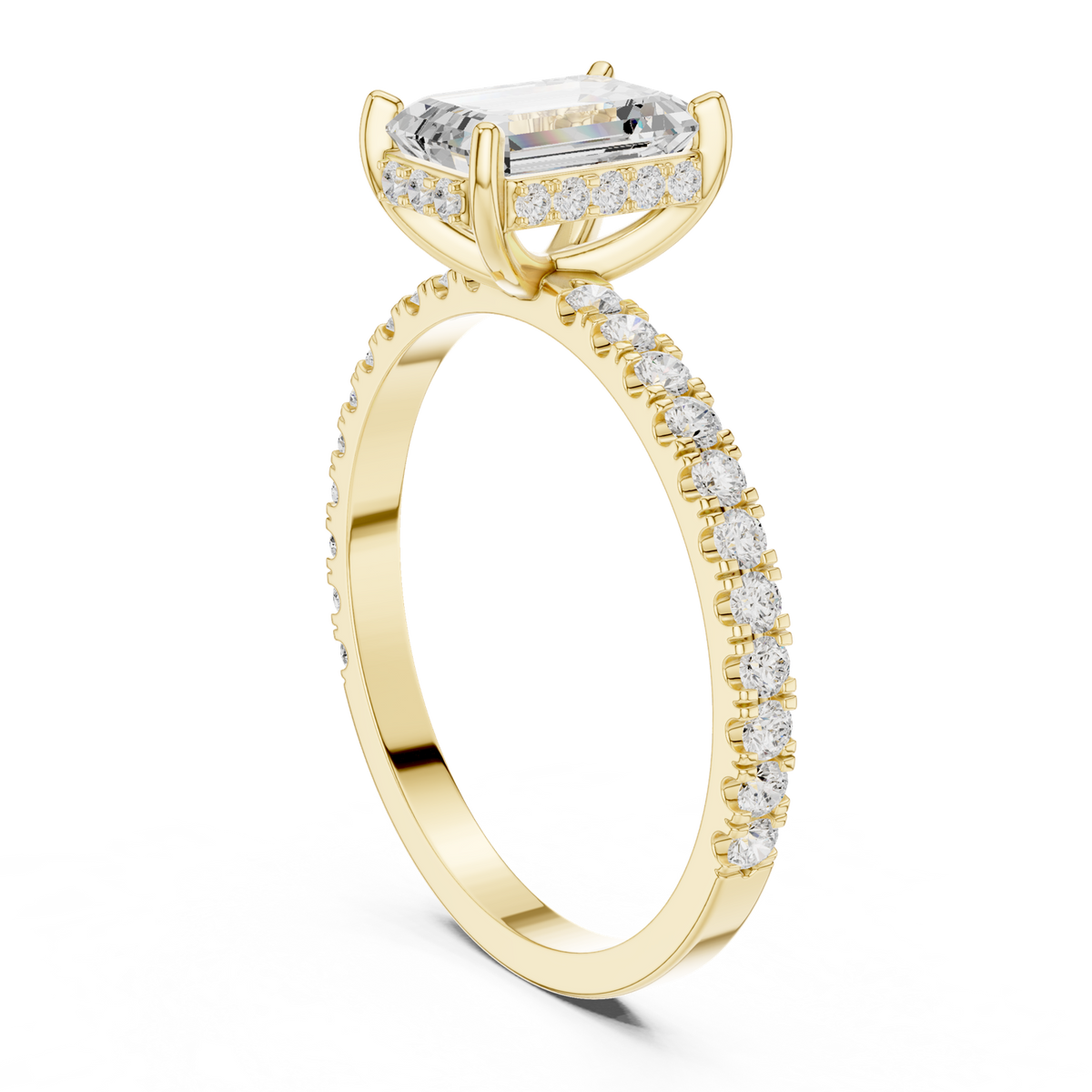 14K Solid Gold Lab Diamond Solitaire Ring, Yellow Gold, view 1