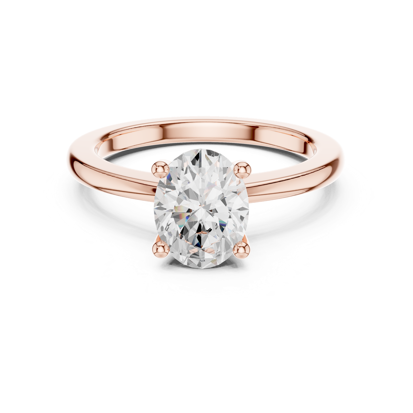 Gold Ring DDLR-032, Oval center stone, Rose Gold, view 4