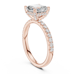 Gold Ring, Asscher center stone, Rose Gold, view 1
