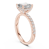 Gold Ring, Asscher center stone, Rose Gold, view 1