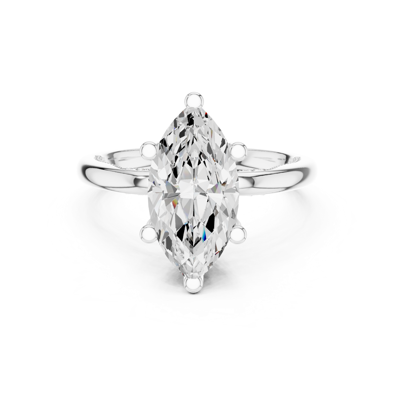 Gold Ring DDLR-175, Marquise center stone, White Gold, view 4