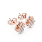 14K Solid Gold Lab Diamond Cluster Earrings, Rose Gold, view 2