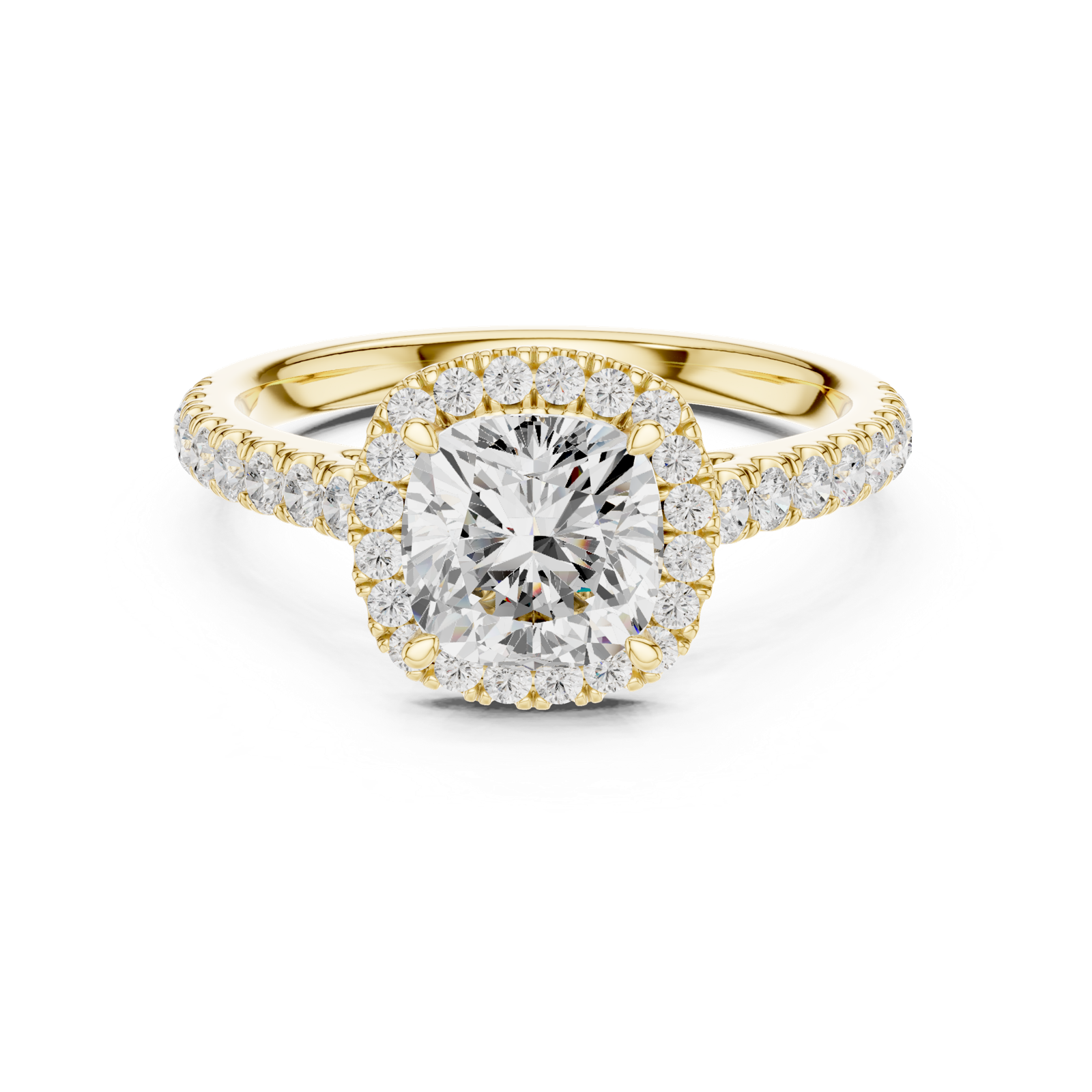 Gold Ring DDLR-118, Cushion center stone, Yellow Gold, view 4