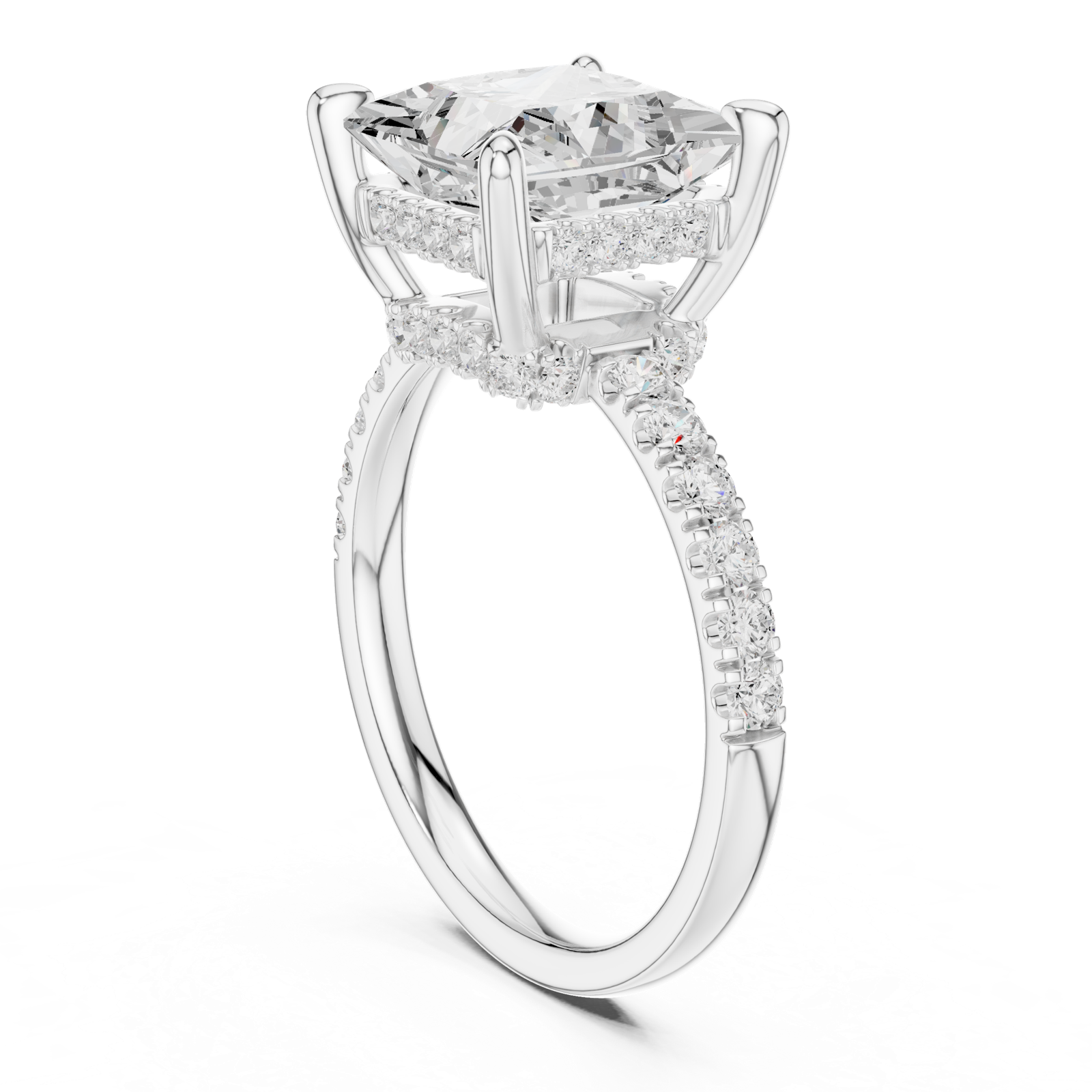 Gold Ring DDLR-259, Princess center stone, White Gold, view 1