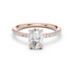 Gold Jewelry L36-15, Oval center stone, Rose Gold