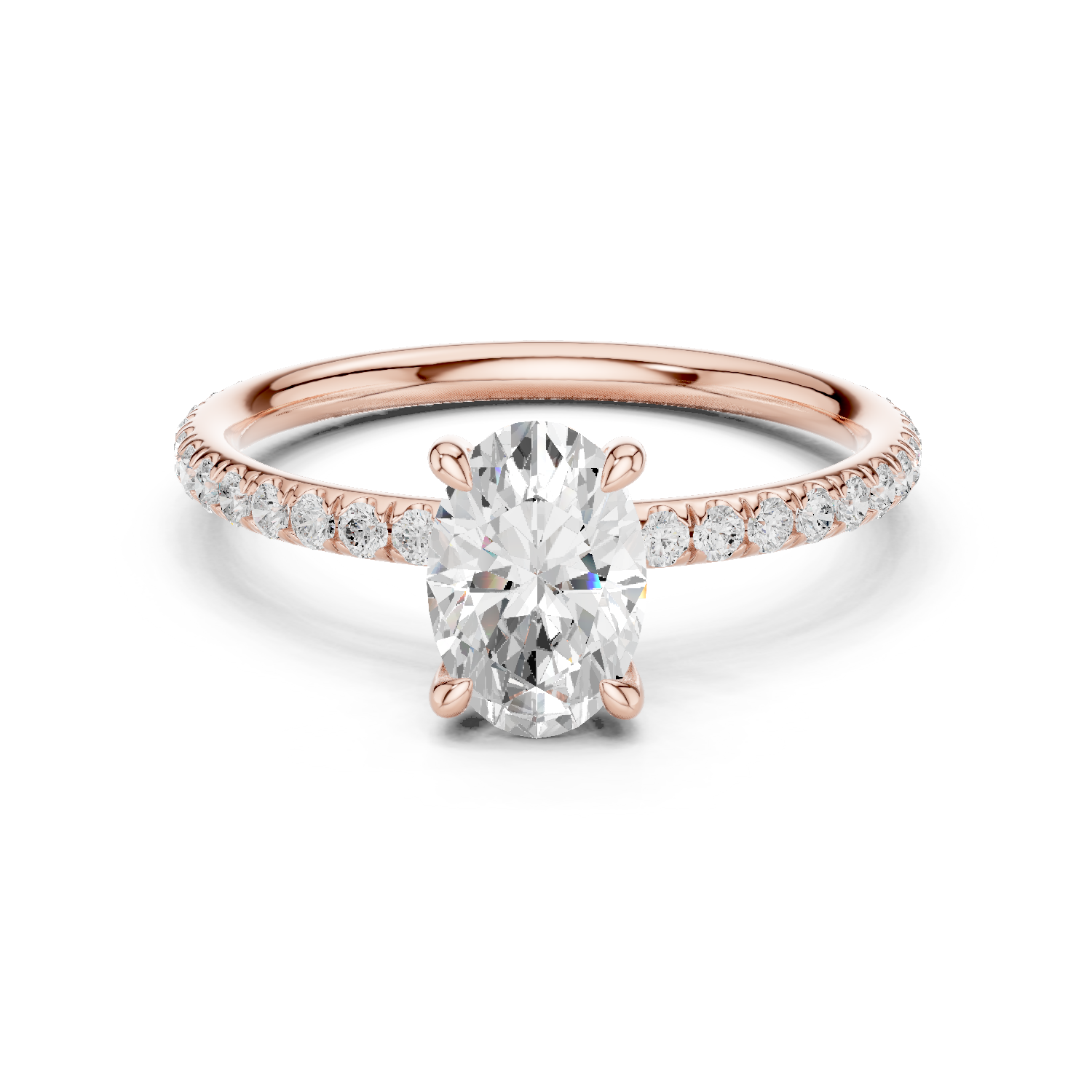 Gold Jewelry L36-15, Oval center stone, Rose Gold