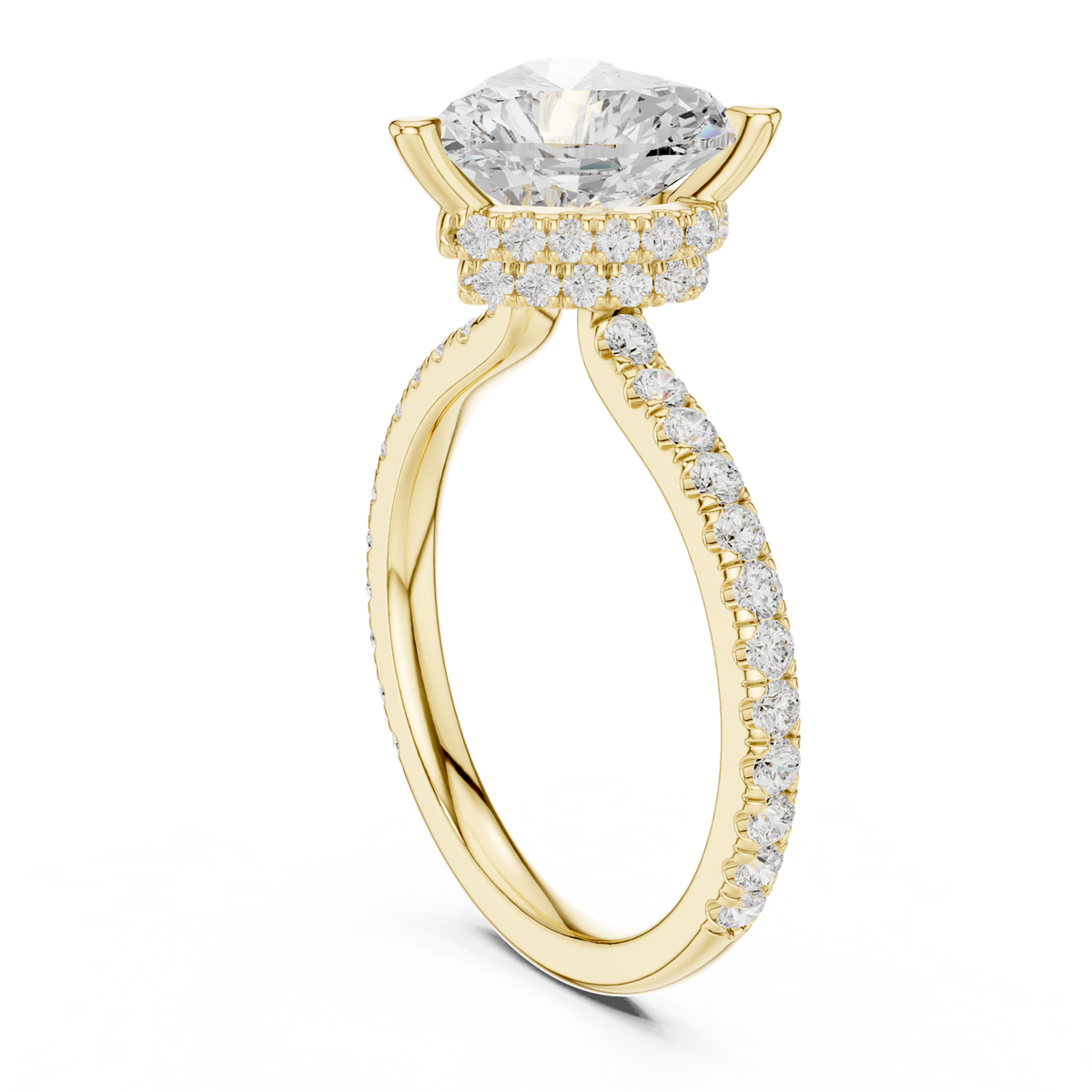 14K Solid Gold Lab Diamond Heart Solitaire Ring, Yellow Gold, view 1
