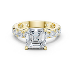 Gold Jewelry, Asscher center stone, Yellow Gold