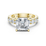 Gold Jewelry, Asscher center stone, Yellow Gold