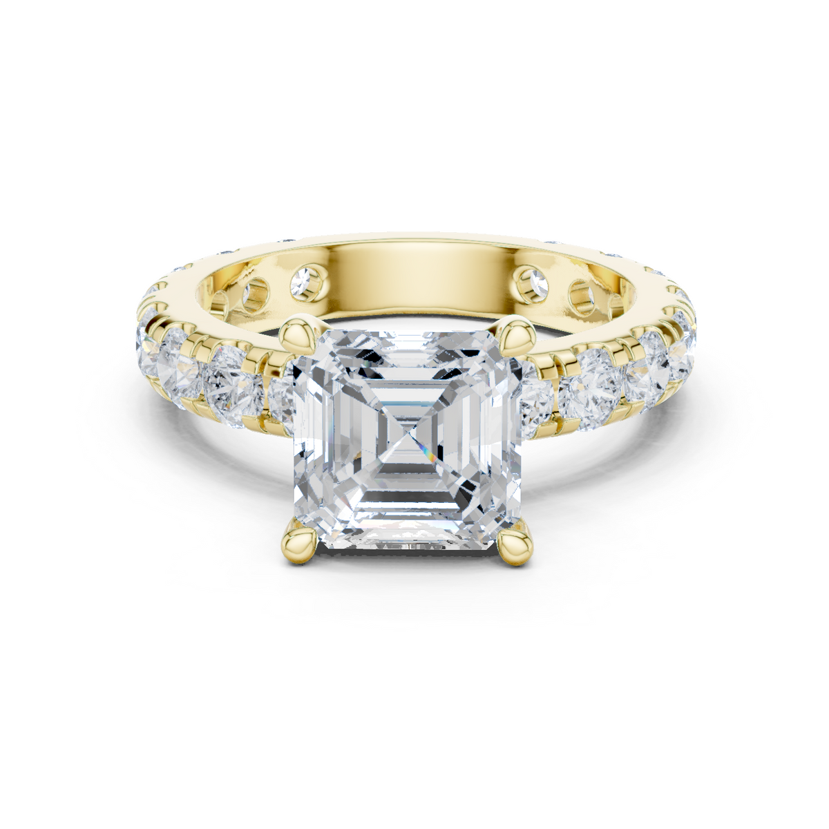 Gold Jewelry, Asscher center stone, Yellow Gold