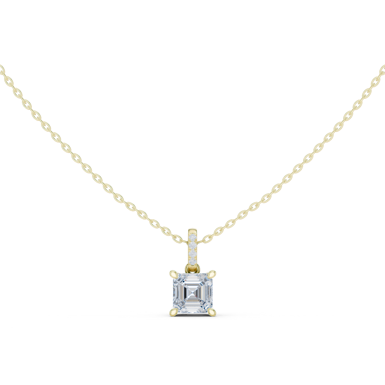 Gold Jewelry, Asscher center stone, Yellow Gold