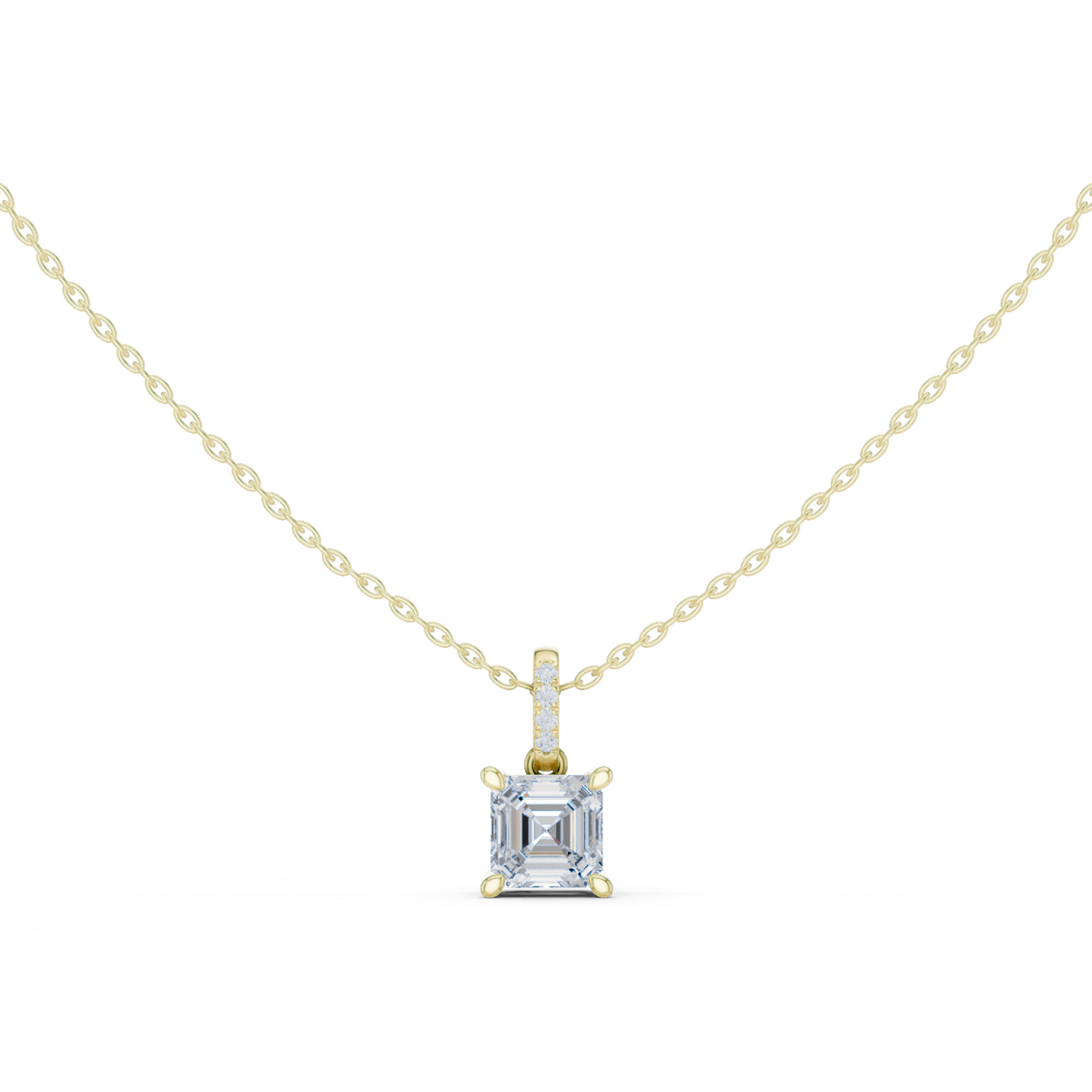Gold Jewelry, Asscher center stone, Yellow Gold