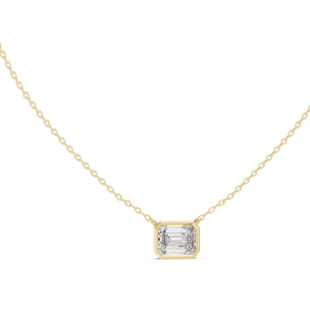 14K Solid Gold Lab Diamond Solitaire Pendant Necklace, Yellow Gold, view 1
