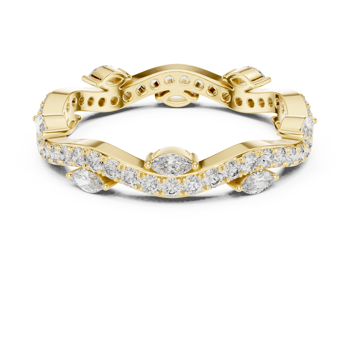 14K Solid Gold Lab Diamond Twist Ring, Yellow Gold