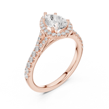 Gold Ring DDLR-043, Pear center stone, Rose Gold, view 2