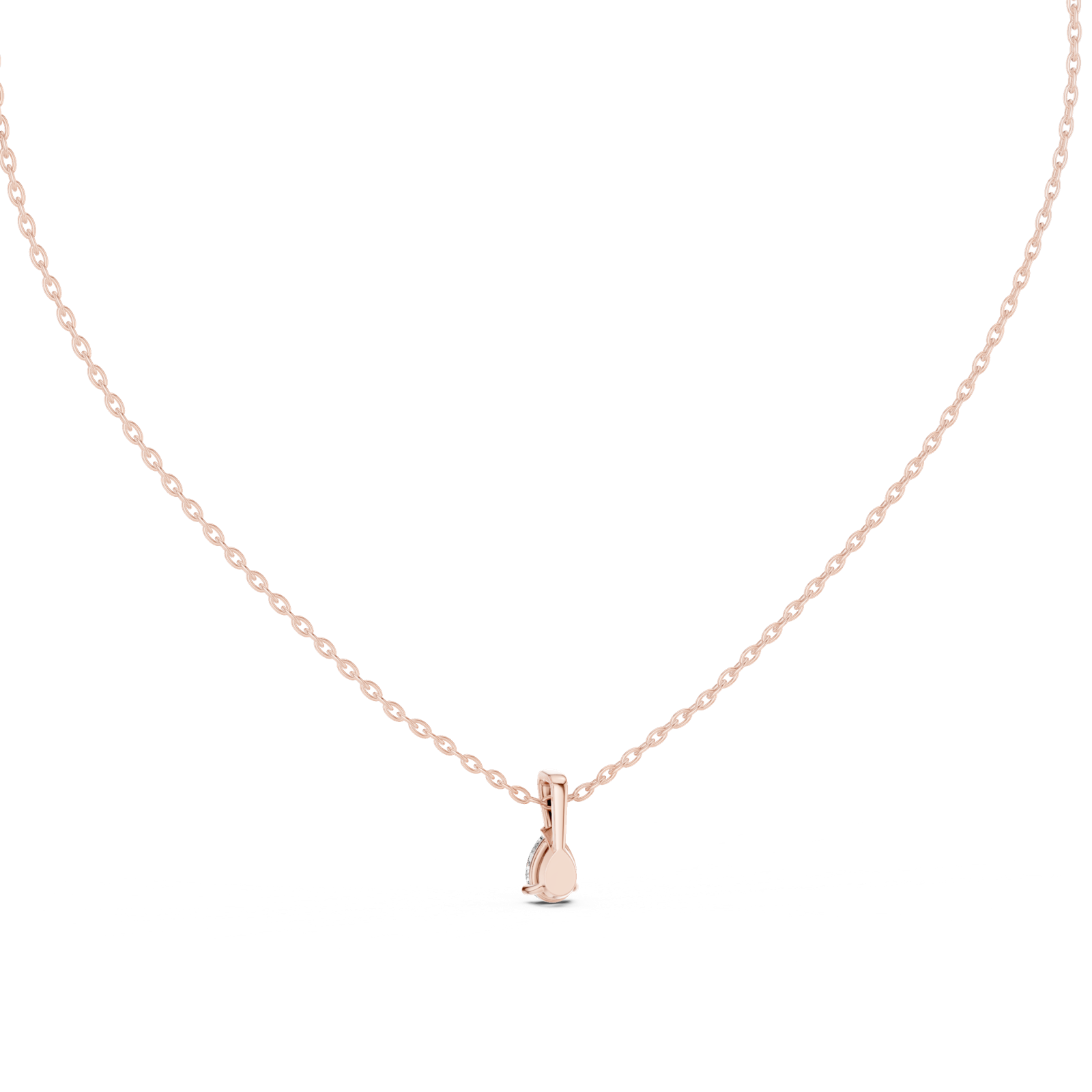 14K Solid Gold Lab Diamond Solitaire Pendant Necklace, Rose Gold, view 4