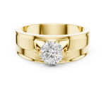 14K Solid Gold Lab Diamond Signet Ring, Yellow Gold, view 4