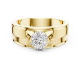 14K Solid Gold Lab Diamond Signet Ring, Yellow Gold, view 4