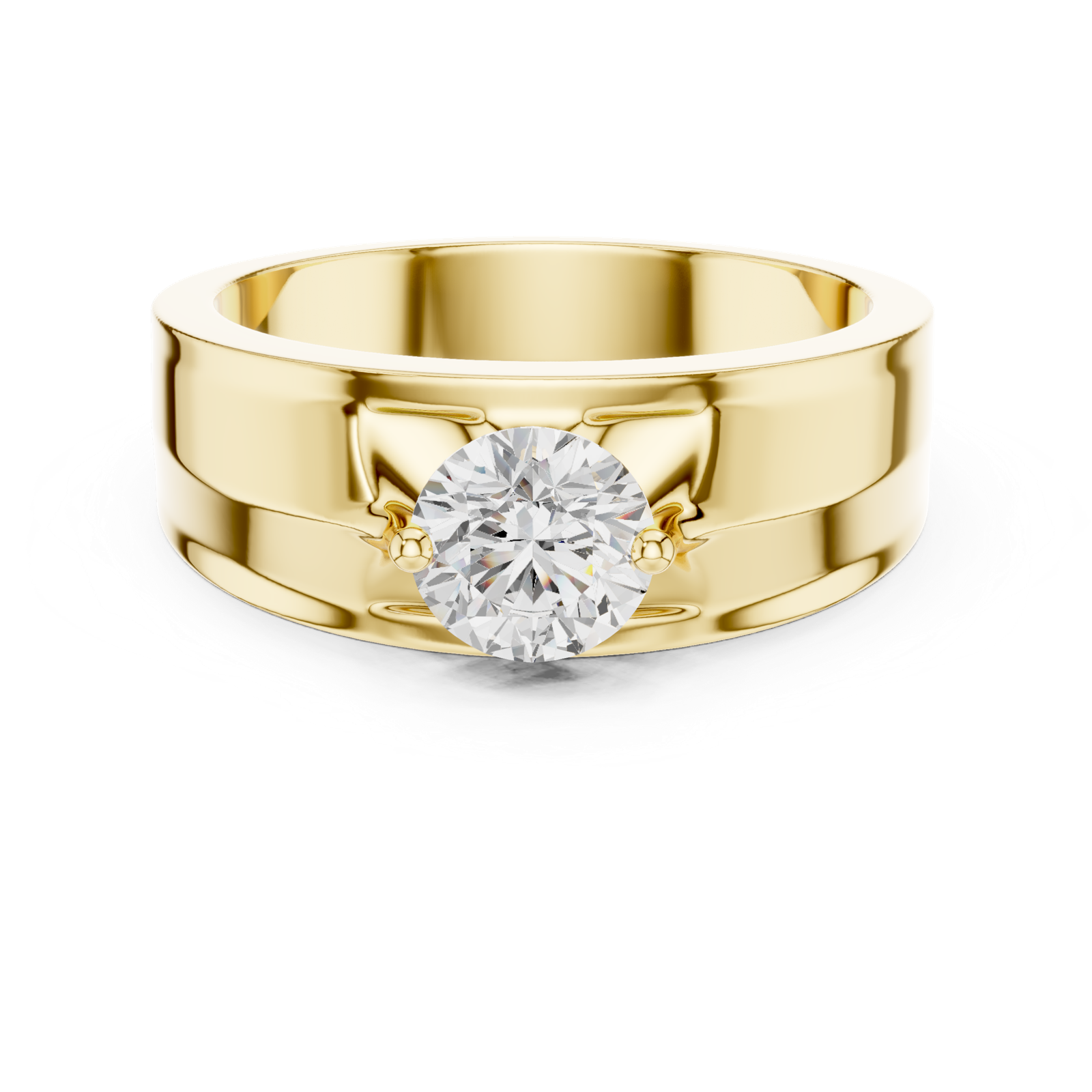 14K Solid Gold Lab Diamond Signet Ring, Yellow Gold, view 4