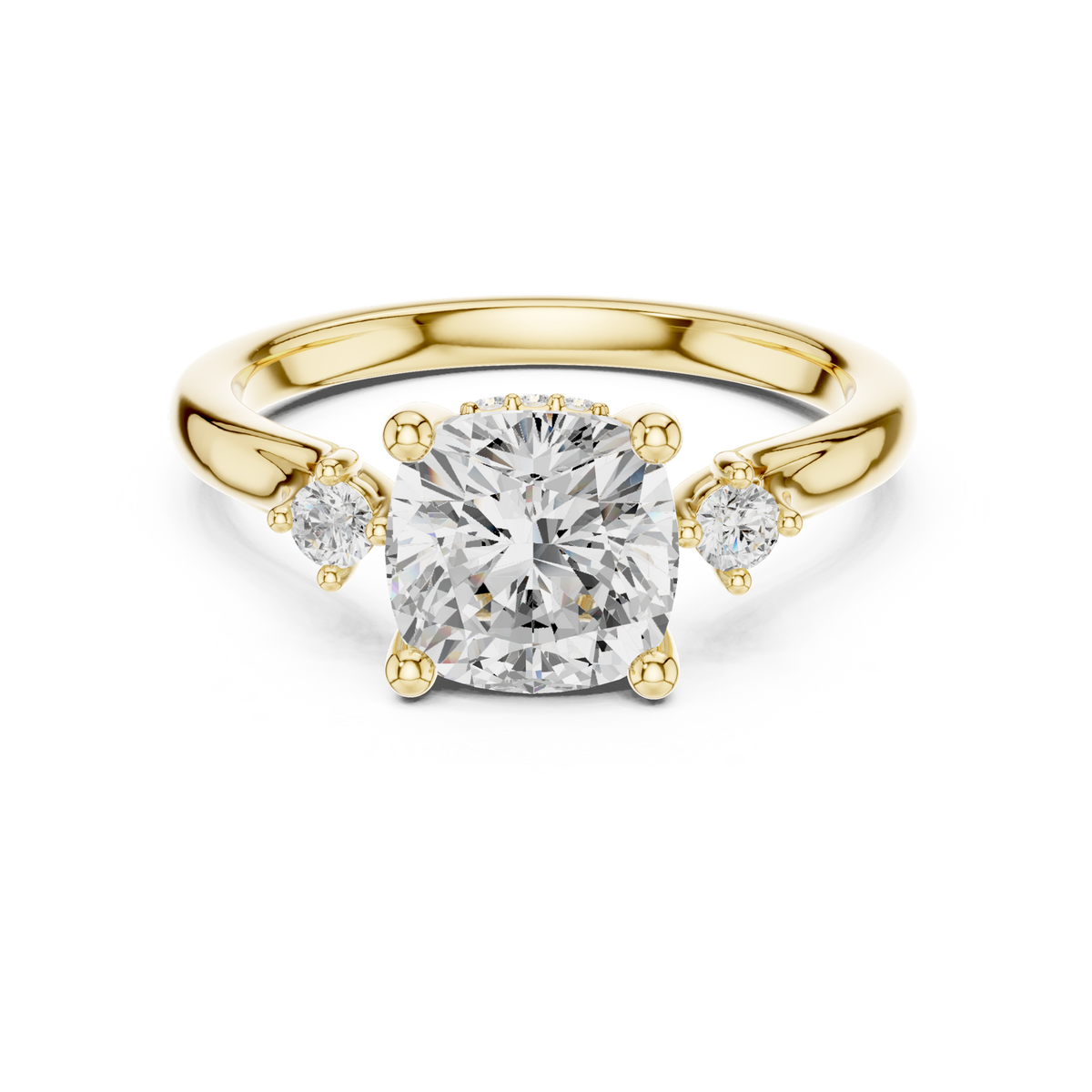14K Solid Gold Lab Diamond Solitaire Ring, Yellow Gold