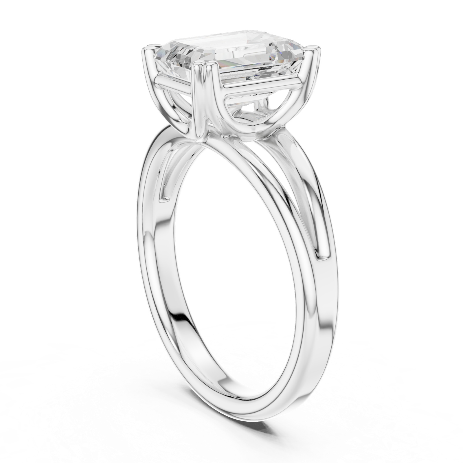 Gold Jewelry L36-7, Emerald center stone, White Gold, view 1