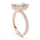 Gold Ring DDLR-172, Emerald center stone, Rose Gold, view 1