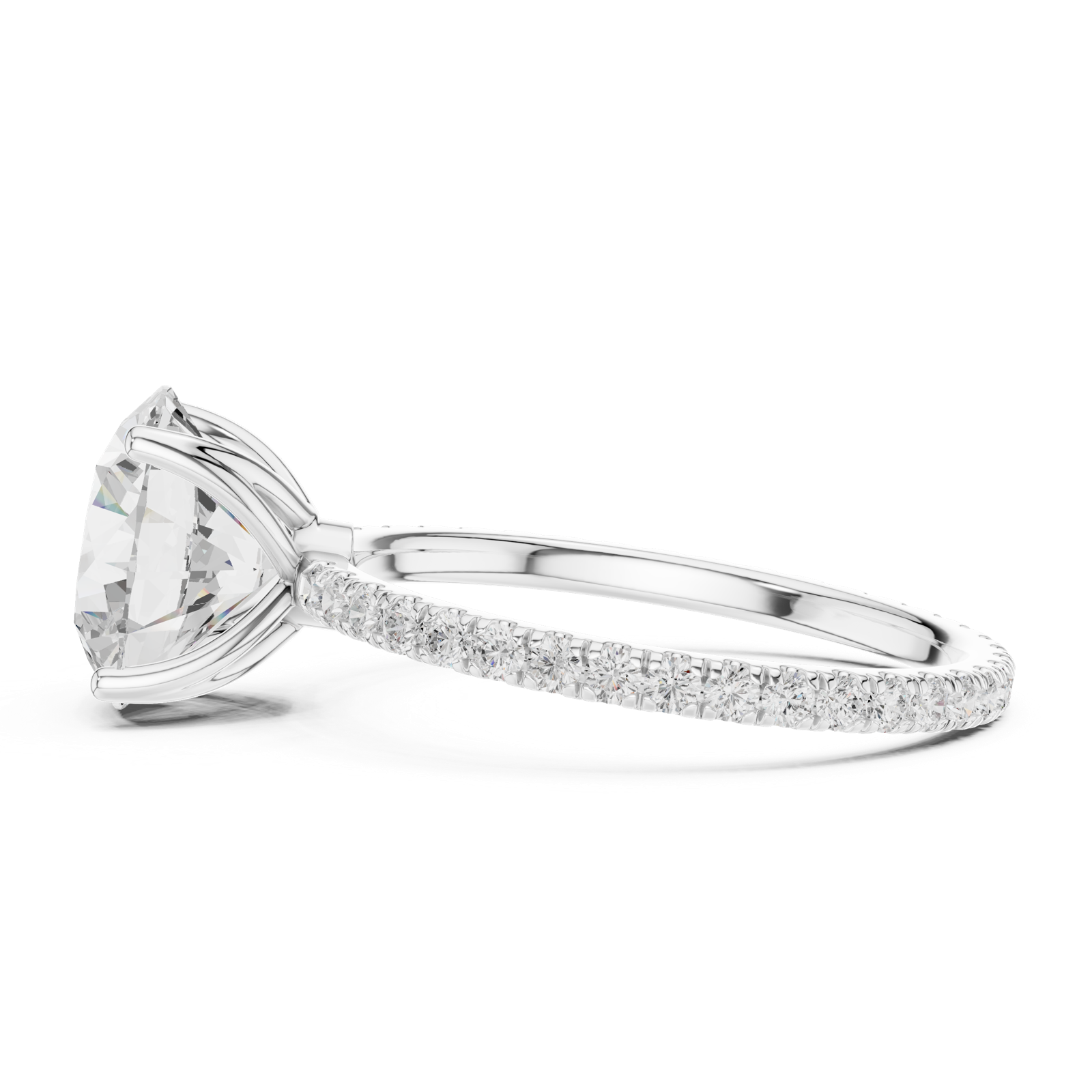 Gold Jewelry L36-16, Round center stone, White Gold, view 3