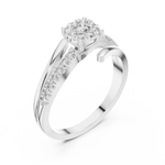 14K Solid Gold Lab Diamond Crossover Ring, White Gold, view 2