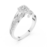 14K Solid Gold Lab Diamond Crossover Ring, White Gold, view 2