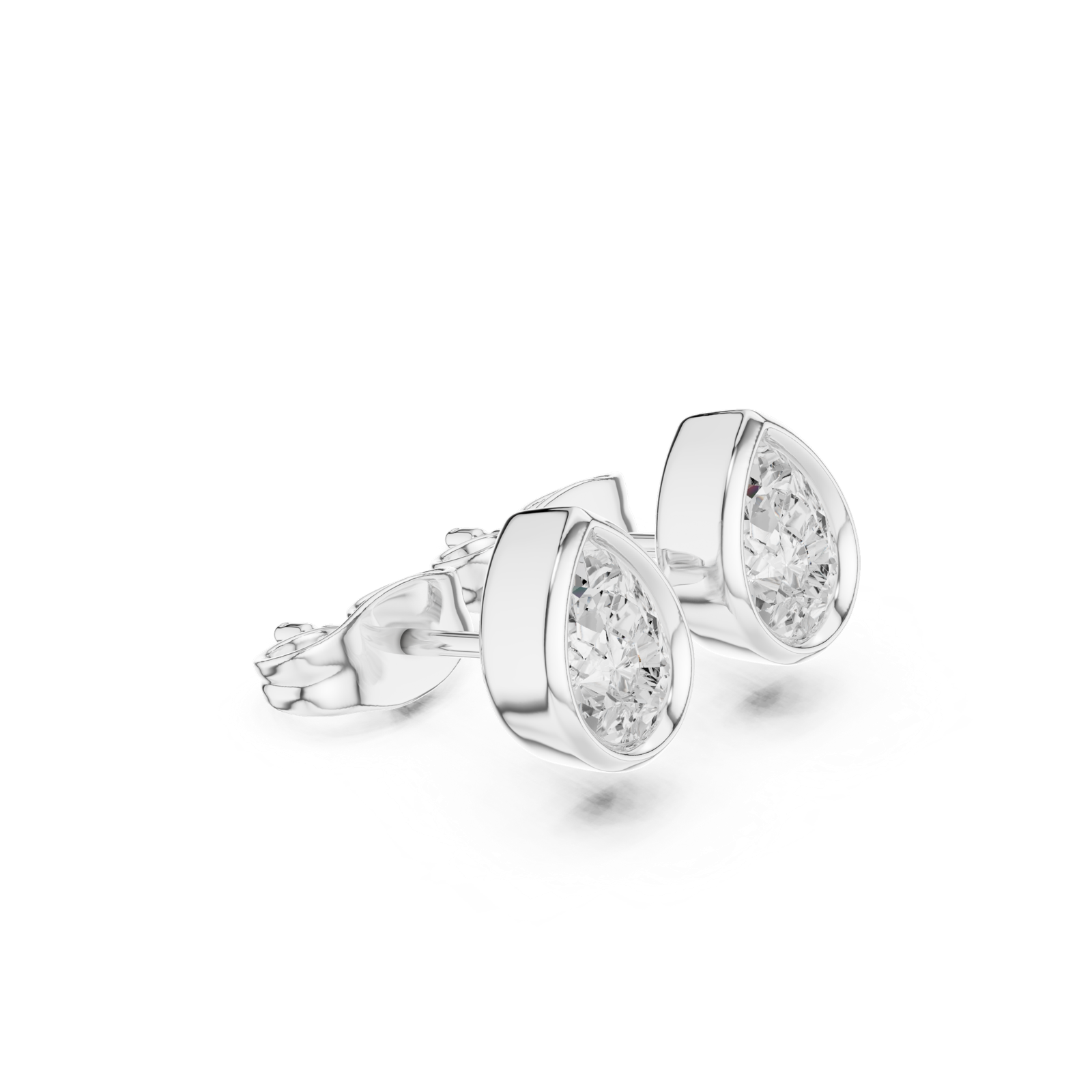 Gold Jewelry DDER-001, Pear center stone, White Gold, view 1