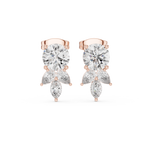 14K Solid Gold Lab Diamond Drop Earrings, Rose Gold