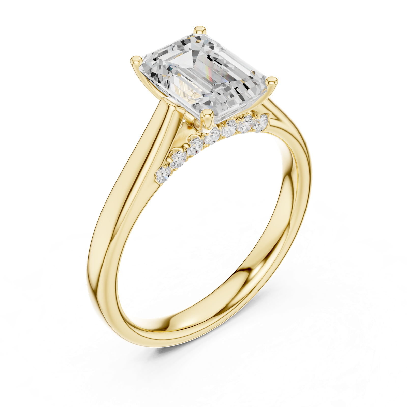 Gold Jewelry, Emerald center stone, Yellow Gold, view 2
