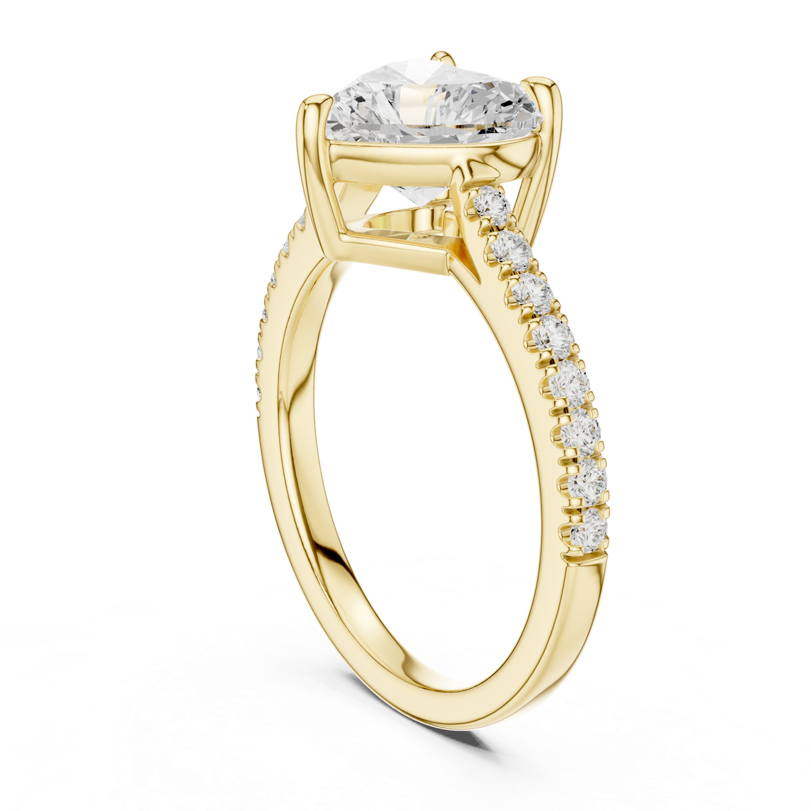 Gold Ring DDLR-039, Heart center stone, Yellow Gold, view 1