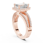 Gold Ring DDLR-350, Emerald center stone, Rose Gold, view 1