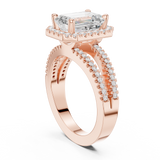 Gold Ring DDLR-350, Emerald center stone, Rose Gold, view 1