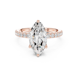 Gold Ring DDLR-161, Marquise center stone, Rose Gold, view 4