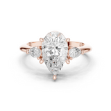 Gold Jewelry L35-66, Pear center stone, Rose Gold