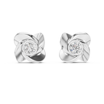 14K Solid Gold Lab Diamond Stud Earrings, White Gold, view 4