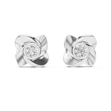 14K Solid Gold Lab Diamond Stud Earrings, White Gold, view 4